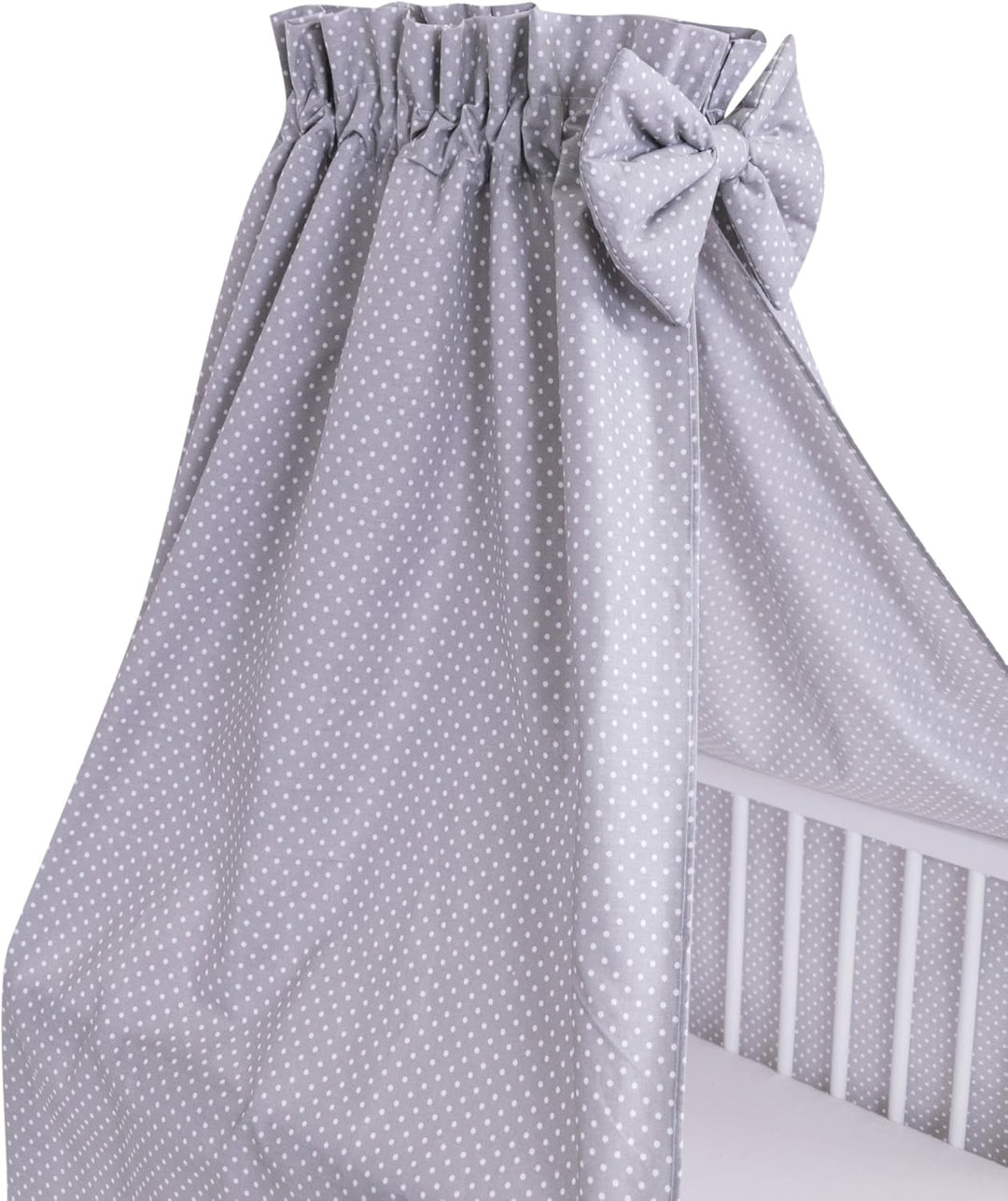 Amilian® Vollstoffhimmel Himmel mit Schleife Betthimmel Pünktchen klein Grau (Vollstoffhimmel), Voll