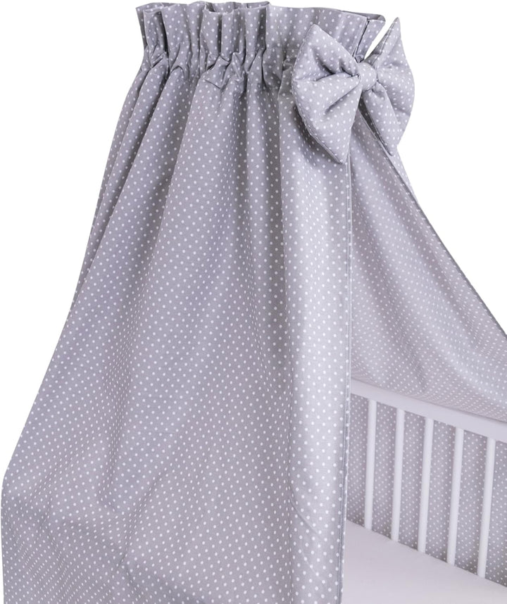 Amilian® Vollstoffhimmel Himmel mit Schleife Betthimmel Pünktchen klein Grau (Vollstoffhimmel), Voll