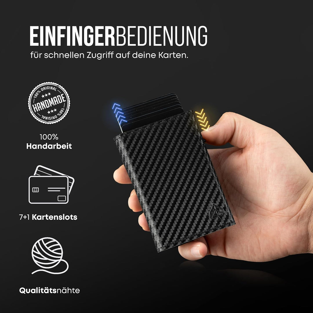 CARD Nine® Kartenetui mit RFID-Schutz - Smart Wallet - Pop-Up-Geldbörse - Cardholder - Portemonnaie