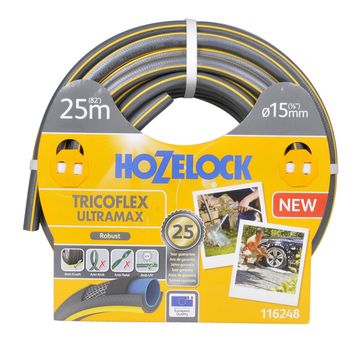Hozelock 25 m Tricoflex Ultramax Schlauch (15 mm Durchm.) 15mm diameter, 25 meter, 15mm diameter, 25