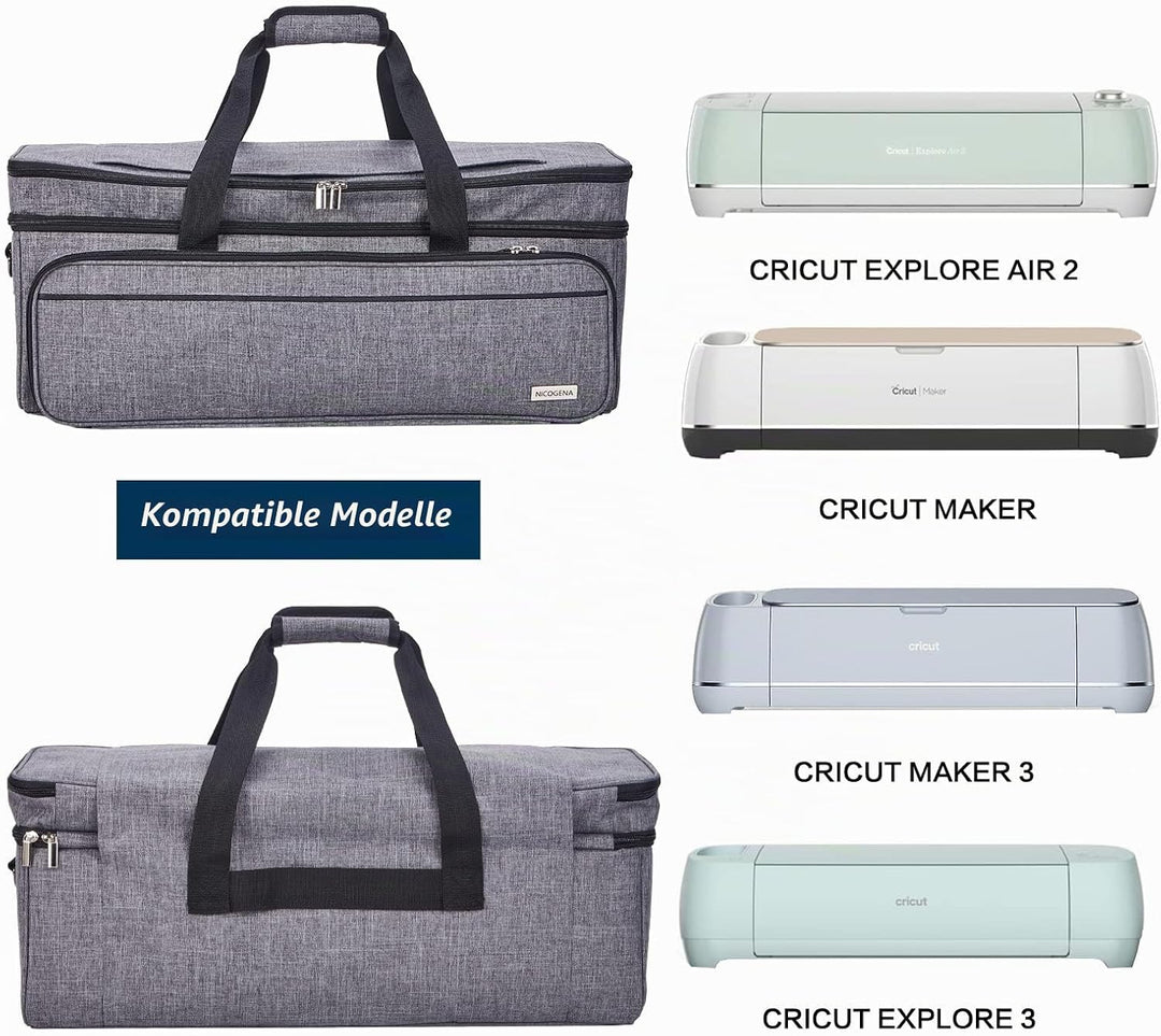 NICOGENA Doppellagige Tragetasche mit Mattenfach für Cricut Explore Air 2, Cricut Maker, Cricut Make