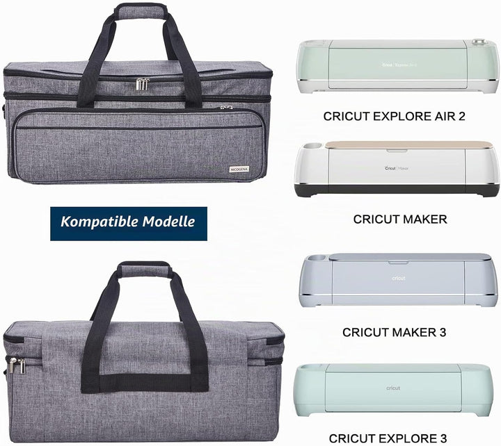 NICOGENA Doppellagige Tragetasche mit Mattenfach für Cricut Explore Air 2, Cricut Maker, Cricut Make