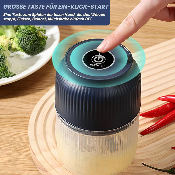 Mini Elektrisch Zerkleinerer, 300ml Akku Zerkleinerer, Küchenhelfer mit USB-Anschluss, Knoblauchhack