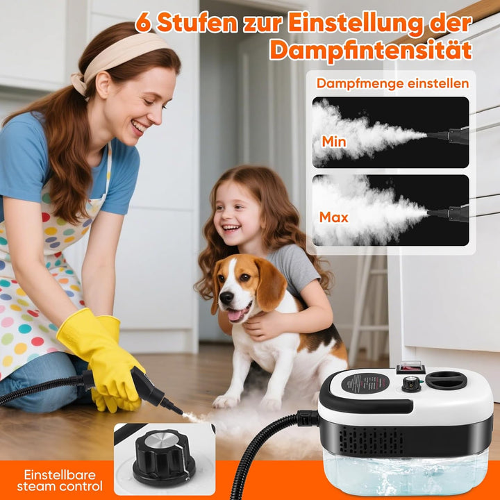Dampfreiniger Handgerät,Steam Cleaner mit 1500ML Tank,Tragbarer Hochdruck Dampfreiniger mit 3 Arten