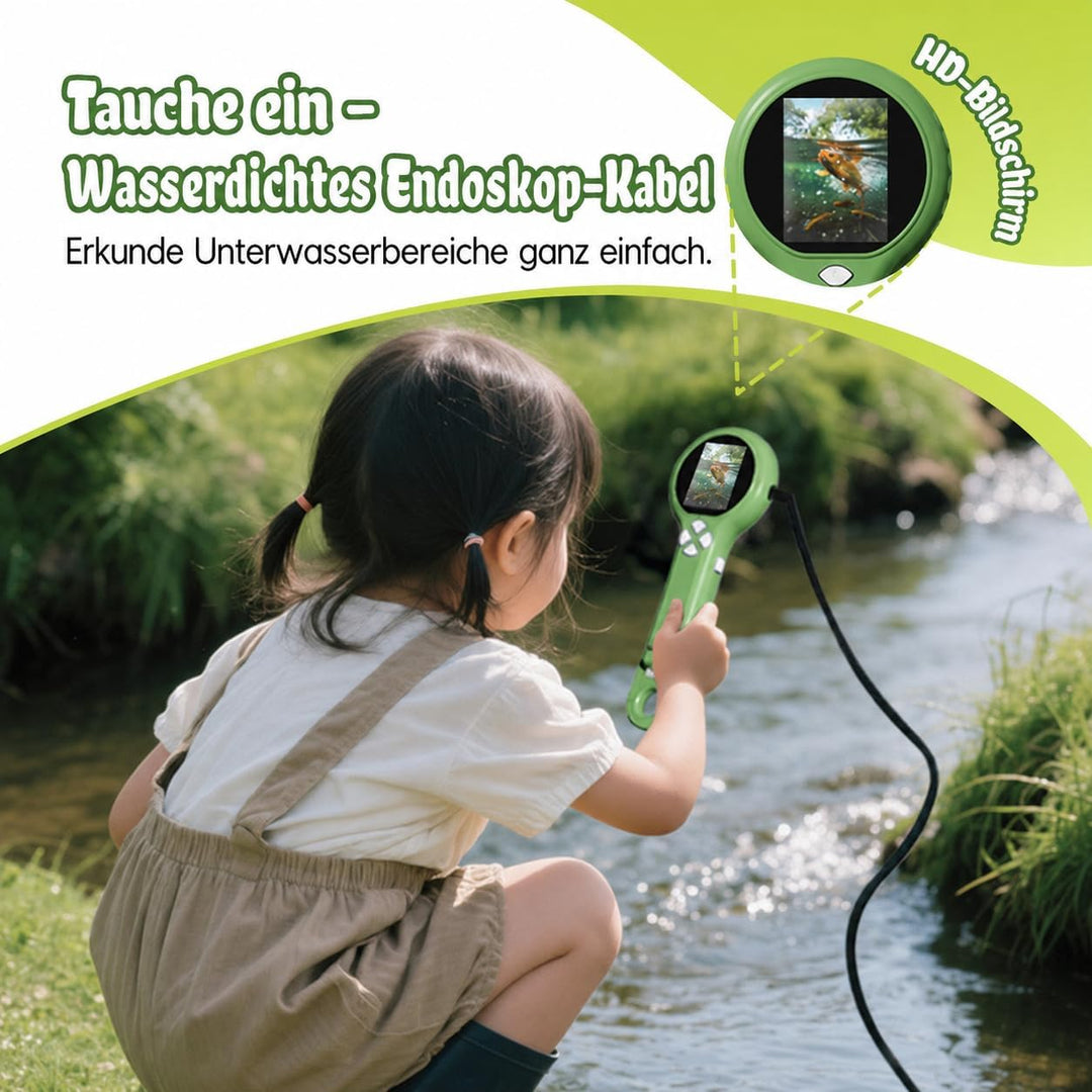 2-in-1 Mikroskop für Kinder mit Endoskop-Kabel, digitales Taschenmikroskop bis 500x Vergrösserung, H