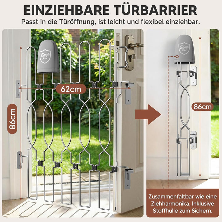 Snagle Paw Einziehbar Metall Türschutzgitter für Haustüren, Anti-Ausbruch Türschutzgitter, 62cm Brei