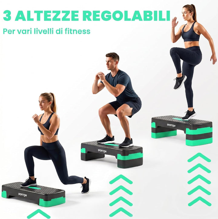 SPORTNOW Aerobic Stepper verstellbar, Step Gym mit Höhe 10/15/20 cm, Stepper Fitness Zuhause für Hei