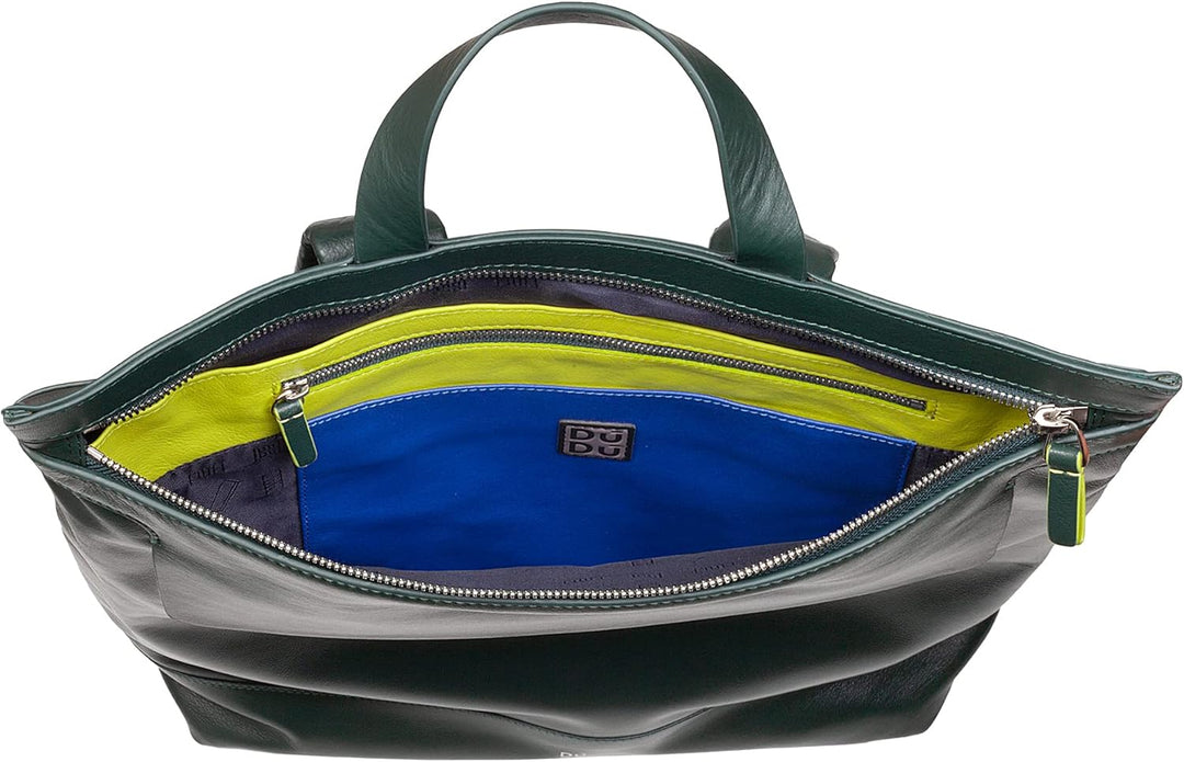 DUDU Herrenrucksack, weicher lässiger Damenrucksack aus echtem Leder mit Reissverschluss Grosser bun