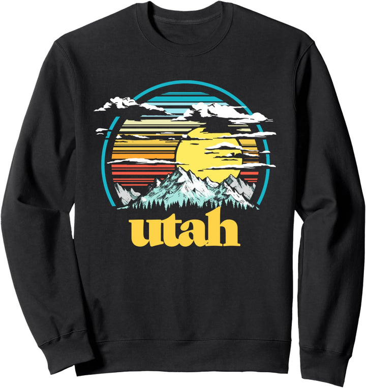 Retro State of Utah Vintage 80s Style Mountains & Sun Sweatshirt