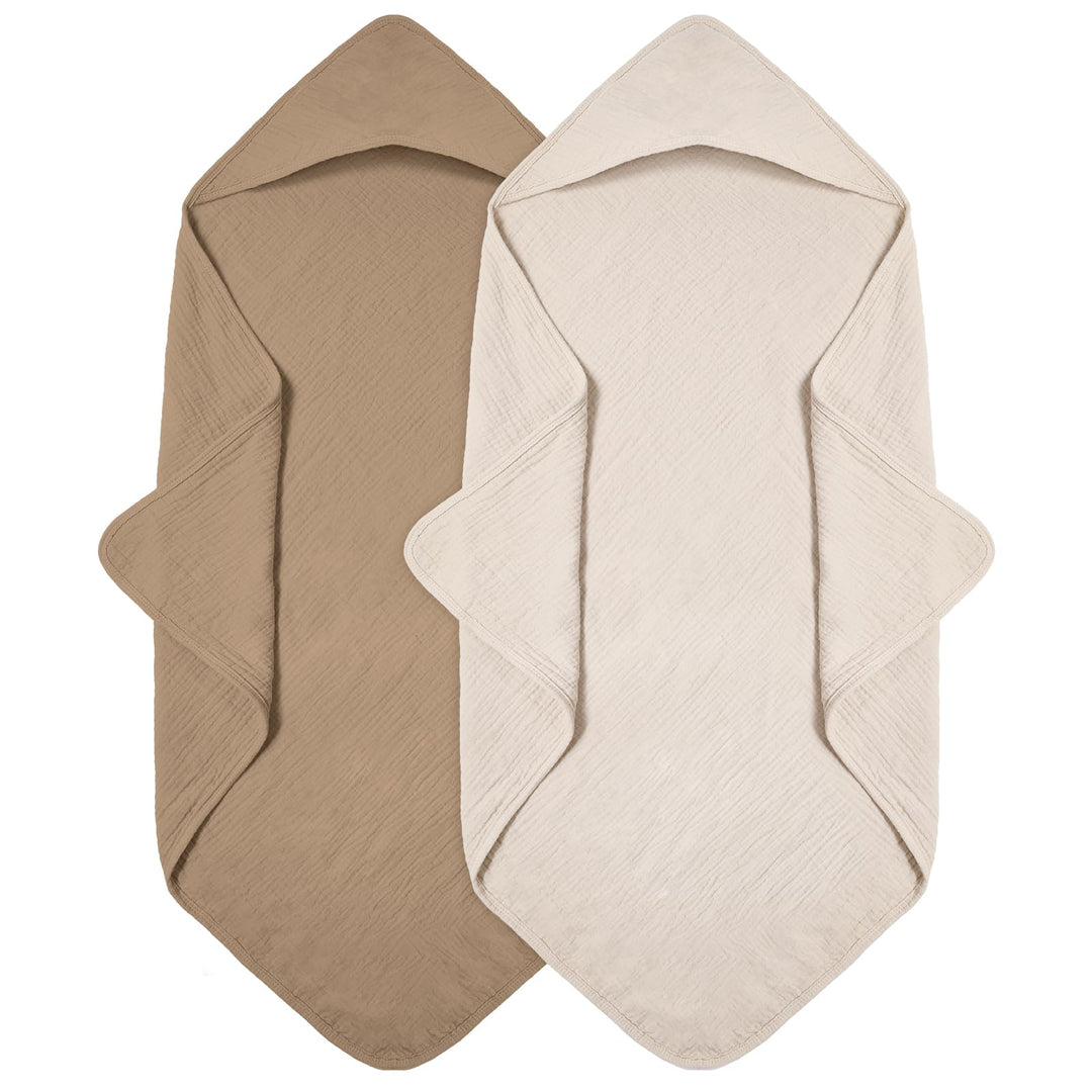 Kapuzenhandtuch Baby 2er-Pack, Musselin Baumwolle Baby Handtuch Kapuze, Ultraweiche und Saugfähige B