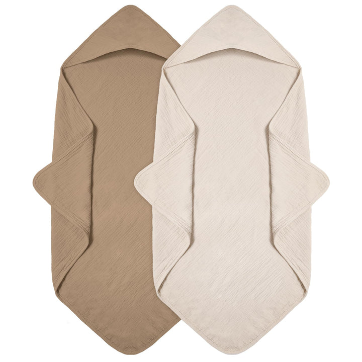 Kapuzenhandtuch Baby 2er-Pack, Musselin Baumwolle Baby Handtuch Kapuze, Ultraweiche und Saugfähige B