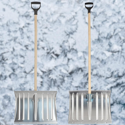 KOTARBAU® Schneeschaufel Schneeschieber 50cm mit Holzstiel Verstärkt Aluminium Schild mit Ergonomisc