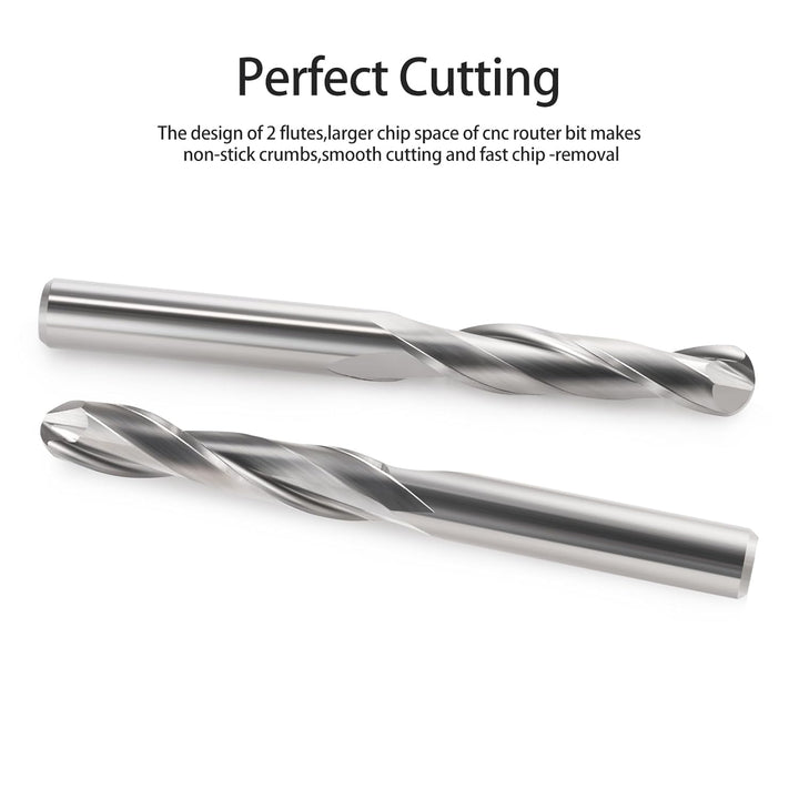 EU_HOZLY 5 STÜCKE Kugelkopffräser CNC Fräser Doppelflöte Spiralfräser 6 mm Schaft 2,36 Zoll Länge OV