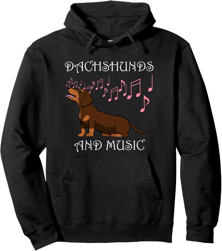 Dackel und Musik Noten Musiker Hund Pullover Hoodie