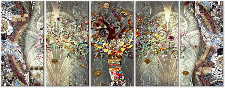 murando Acrylglasbild Gustav Klimt Baum des Lebens 150x60 cm 5 Teilig Wandbild auf Acryl Glasbilder