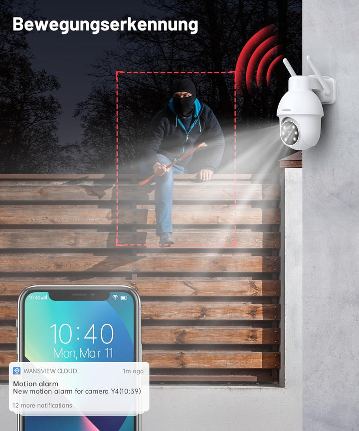 2K Überwachungskamera Aussen,GALAYOU PTZ Outdoor WLAN IP Kamera überwachung aussen, WiFi Dome Camera