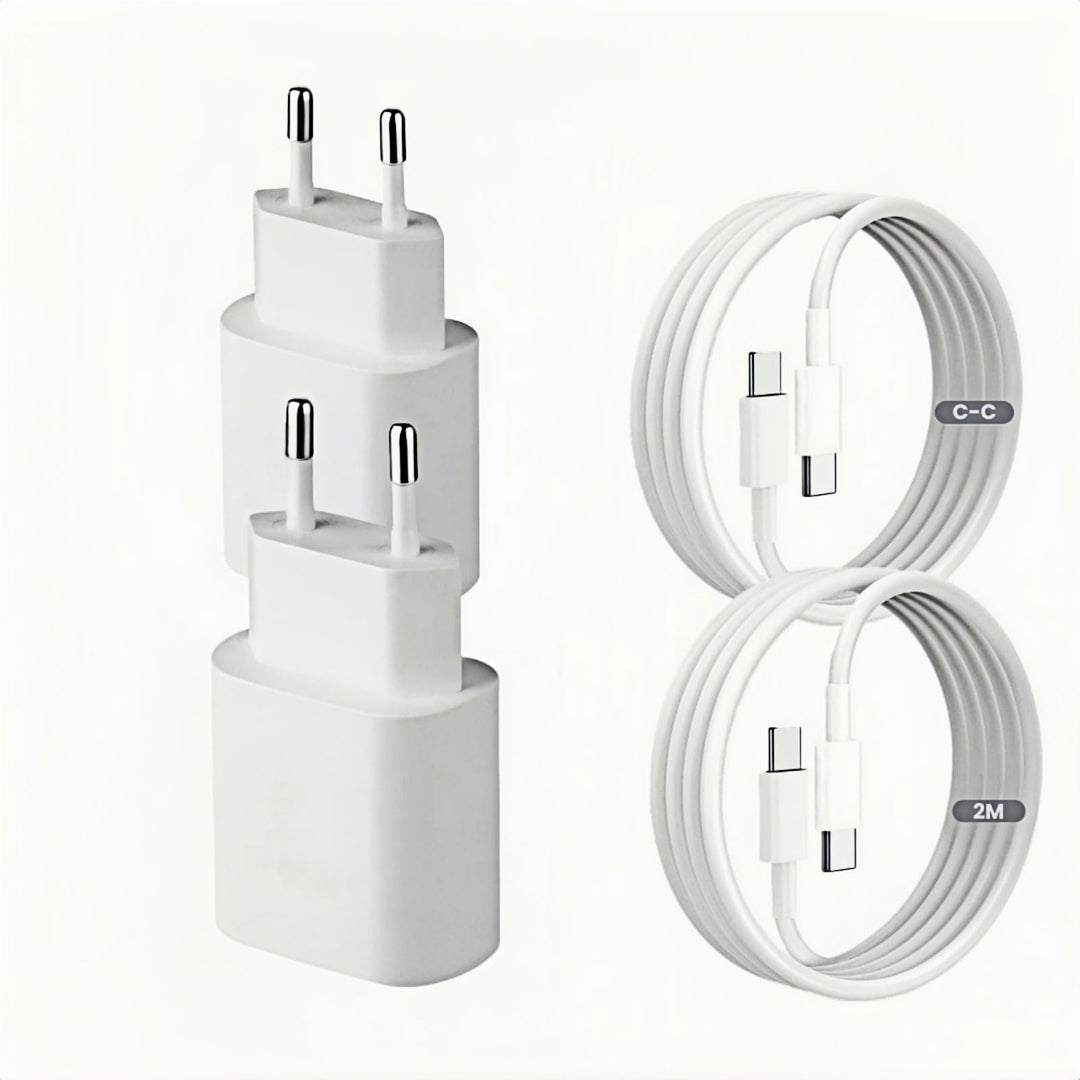 25W USB C Ladegerät 2er-Pack Schnellladegerät mit 2m Ladekabel für iPhone 17/16/15 Serie, USB C Netz