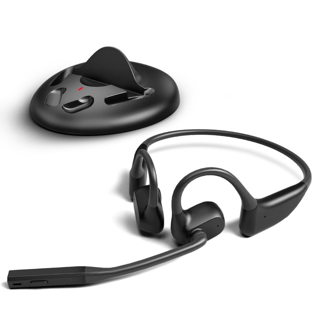 Avantalk Lingo N21 - Open-Ear Kabellos Headset mit Geräuschunterdrückendem Boom-Mikrofon & Ladestati