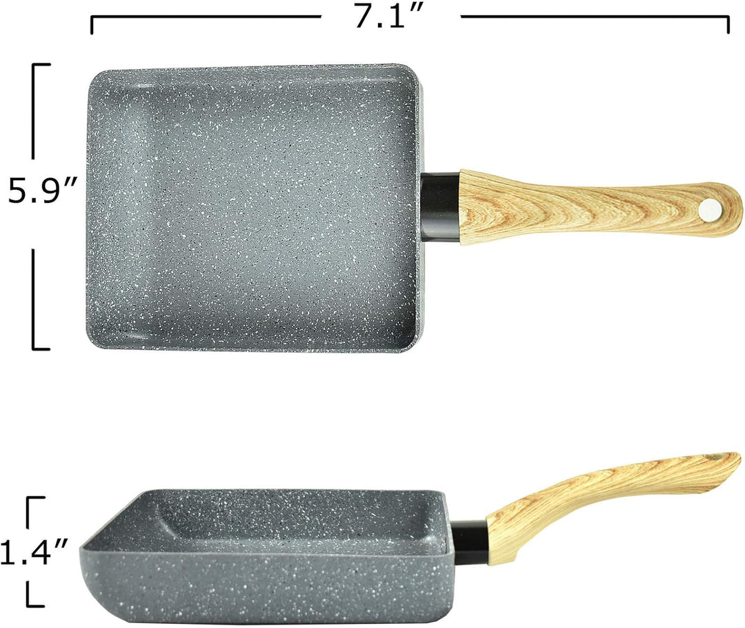 Artcome Japanese Omelette Pan Non stick Coating Tamagoyaki Egg Pan with Tamagoyaki Plate, Silicone S