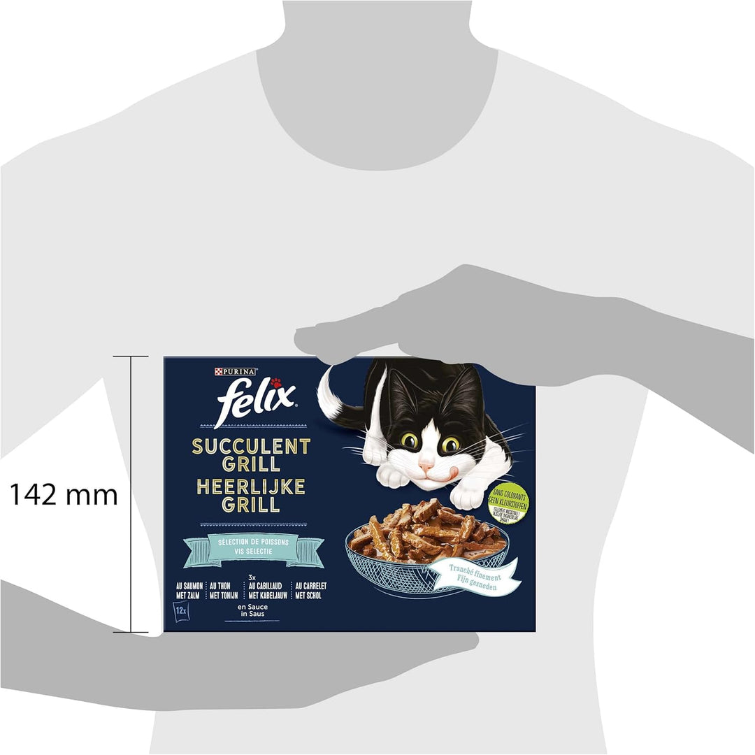 Felix - In Sauce Fischauswahl Lachs, Thunfisch, Kabeljau, Karrelet – 12 x 80 g – 6 Stück