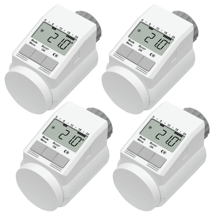 Eqiva Set Model L Elektronik-Heizkörper-Thermostat mit Boost-Funktion, Weiss (4er-Set), 4er-Set