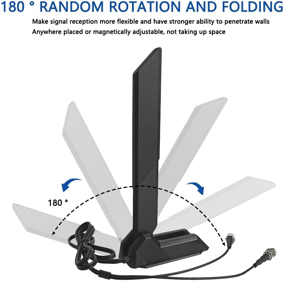 JINTAI High Gain 9dBi Tri-Band WiFi 6E Antenne mit Magnetfuss für ASUS für PC Desktop Computer - Omn