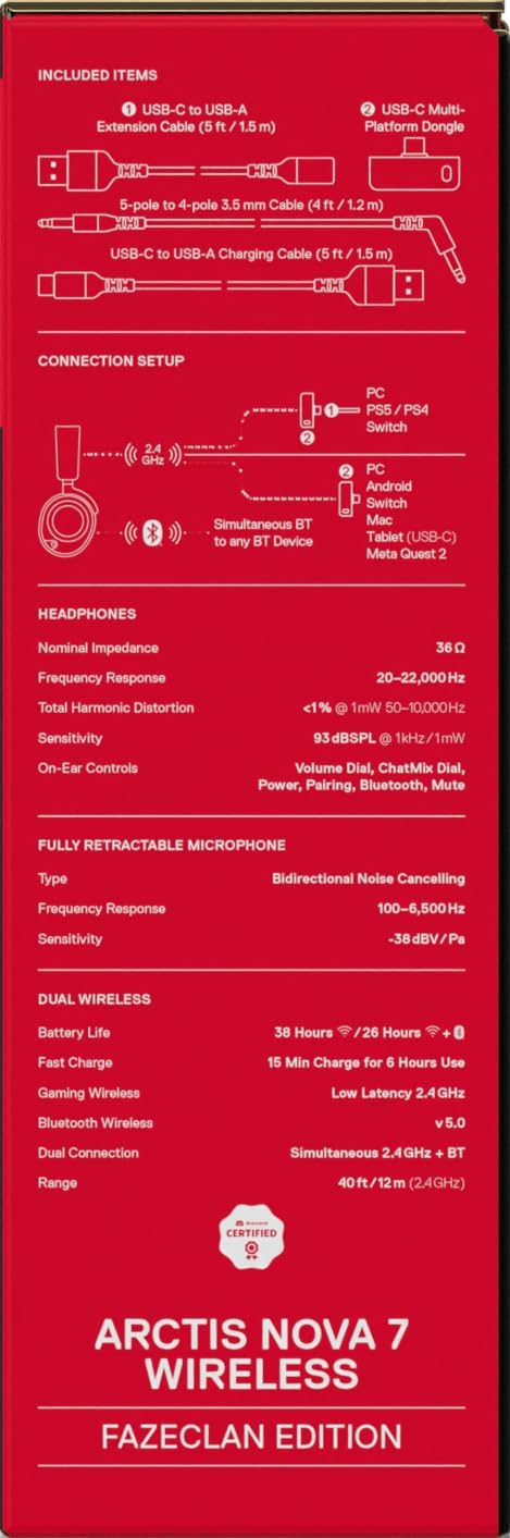SteelSeries Arctis Nova 7 - Faze Clan Edition - Multi-Plattform-Wireless Gaming-Headset – Dual Wirel
