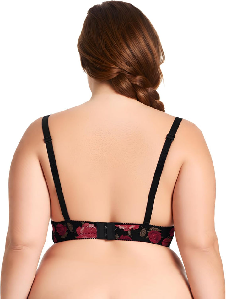 Curve Muse Damen Push Up Übergrösse Perfekt Gestalten 1 Tasse hinzufügen Bügel-BHS 70F Schwarzer Dru
