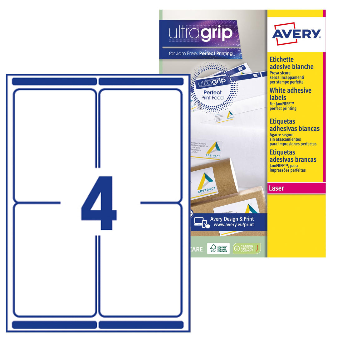 Avery L7 Etiketten 99.1 x 139 Bianco, 99.1 x 139 Bianco
