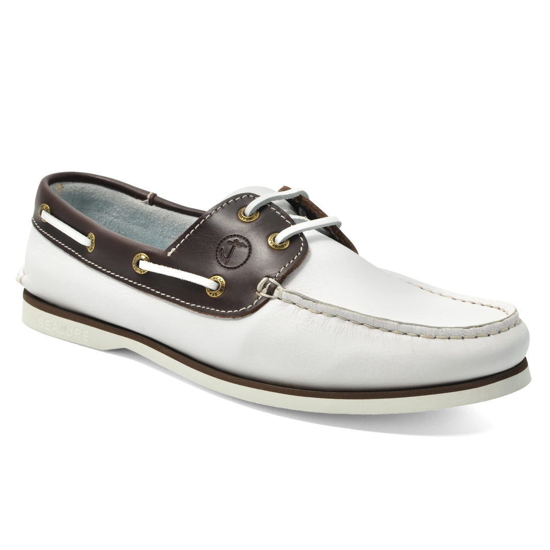 Seajure Herren Bootsschuhe Nungwi Weiss und Braun Leder 42 EU Weiss, 42 EU Weiss