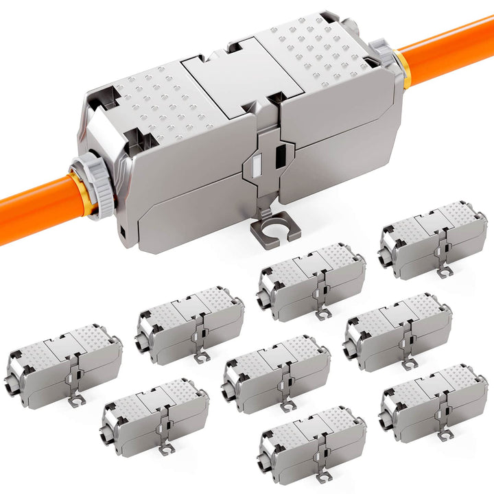 HB-DIGITAL 10x Cat 6a LSA Netzwerkkabel Verbinder 10 Gbit/s werkzeuglose LAN Kupplung & Verlängerung