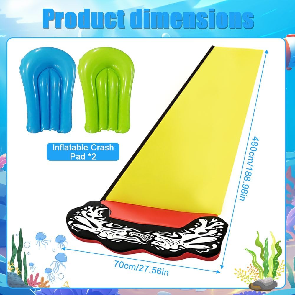 15.75ft/480cm Wasserrutsche Garten für Kinder, mit 2 Bodyboards, Wasserrutsche mit Sprinkler Sommer