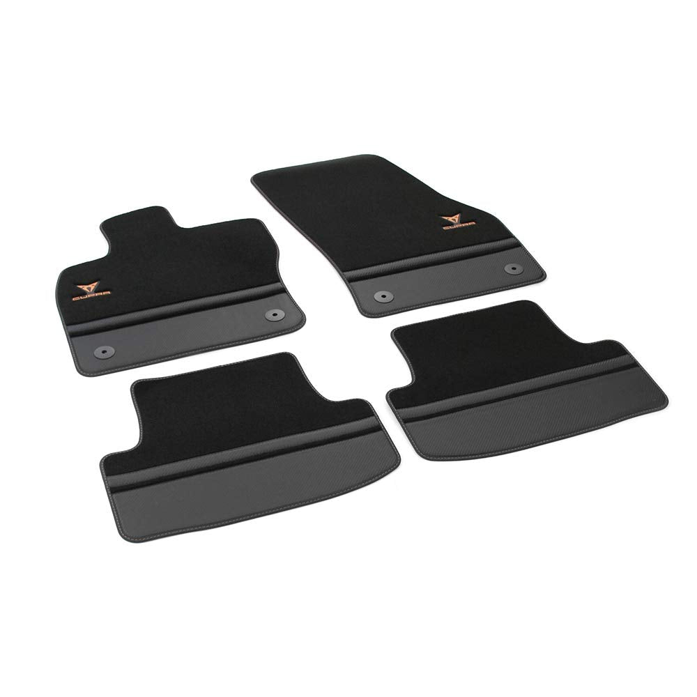 Seat 576863011BLOE Textil Fussmatten Cupra Stoffmatten 4X Premium Matten Schwarz/Kupfer