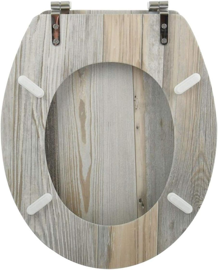 MSV WC Sitz Toilettendeckel MDF Holzkern „Ombo Landhaus“ Scharniere aus Edelstahl - hochwertige und