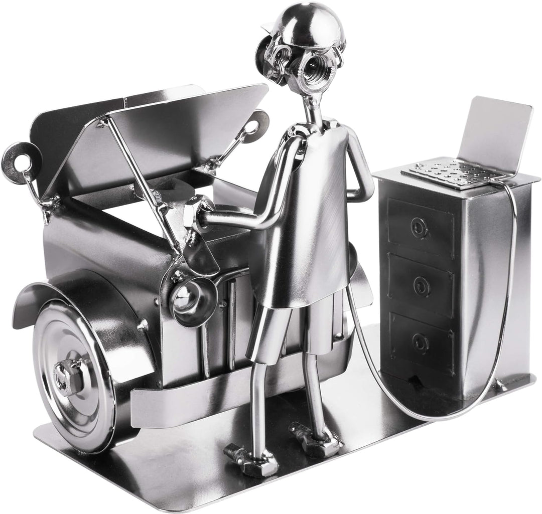 BRUBAKER Schraubenmännchen Automechaniker - Handarbeit Eisenfigur Metallmännchen - Metallfigur Gesch