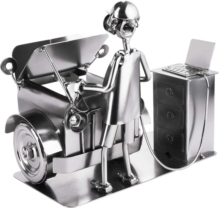 BRUBAKER Schraubenmännchen Automechaniker - Handarbeit Eisenfigur Metallmännchen - Metallfigur Gesch