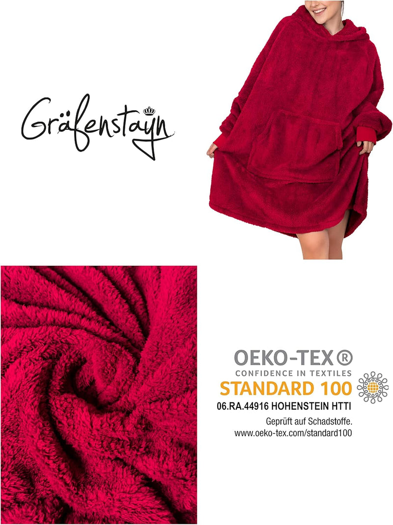 Gräfenstayn® Flauschige Sherpa Hoodie Decke mit Ärmeln & Kapuze - Öko-tex Standard 100 - tragbare Ku