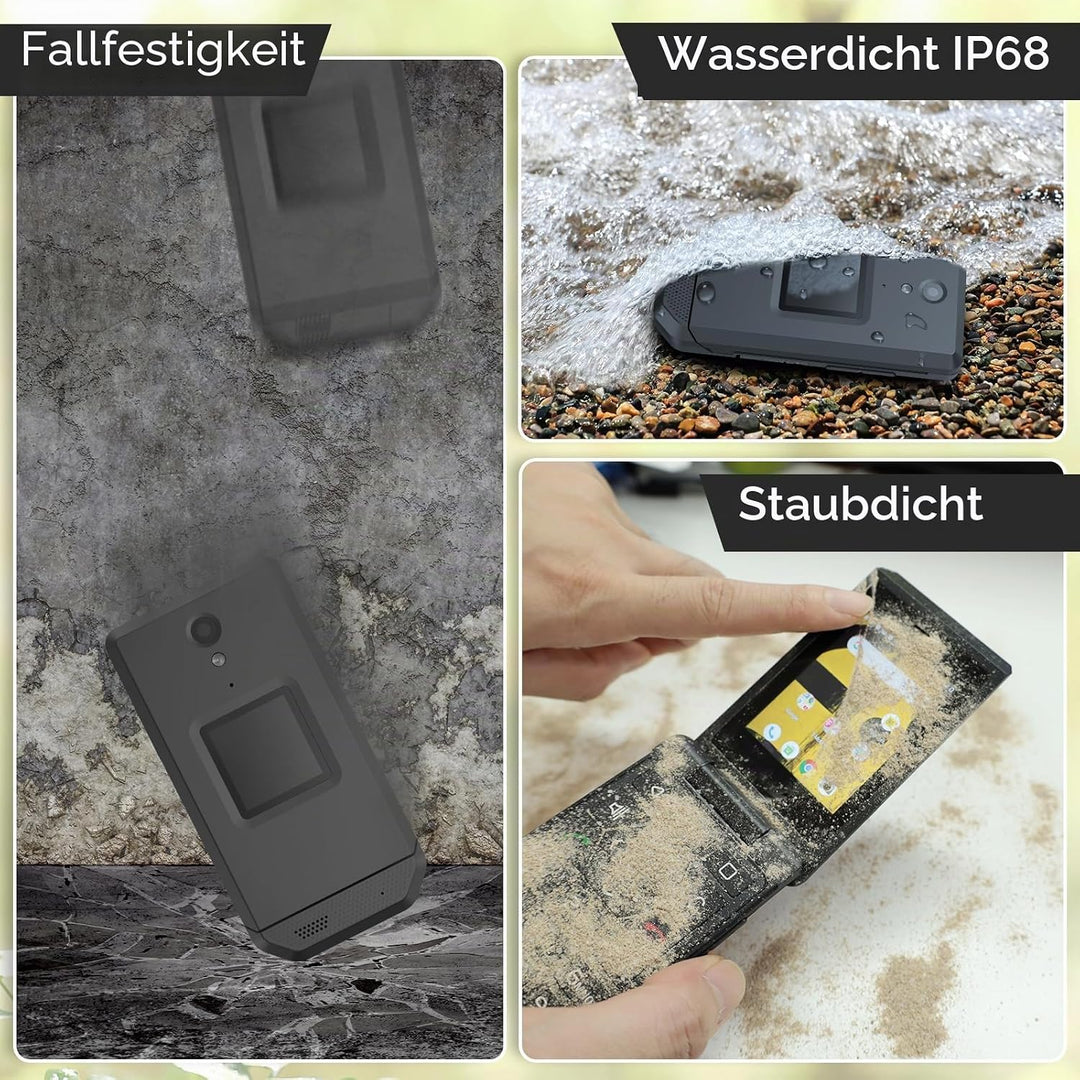 Unifone S22 Rugged Flip Phone entsperrt (16 GB) 7,1 cm (2,8 Zoll) Touchscreen Smartphone Android 11,