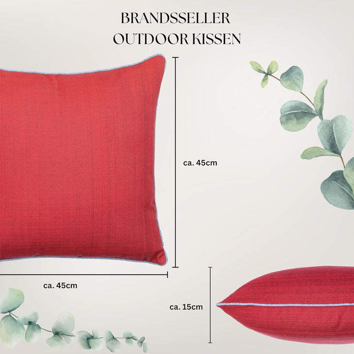 Brandsseller Kissen 2er-Set 45x45 cm Outdoor Garten Dekokissen mit Paspel - Leinenoptik Uni Schmutz-