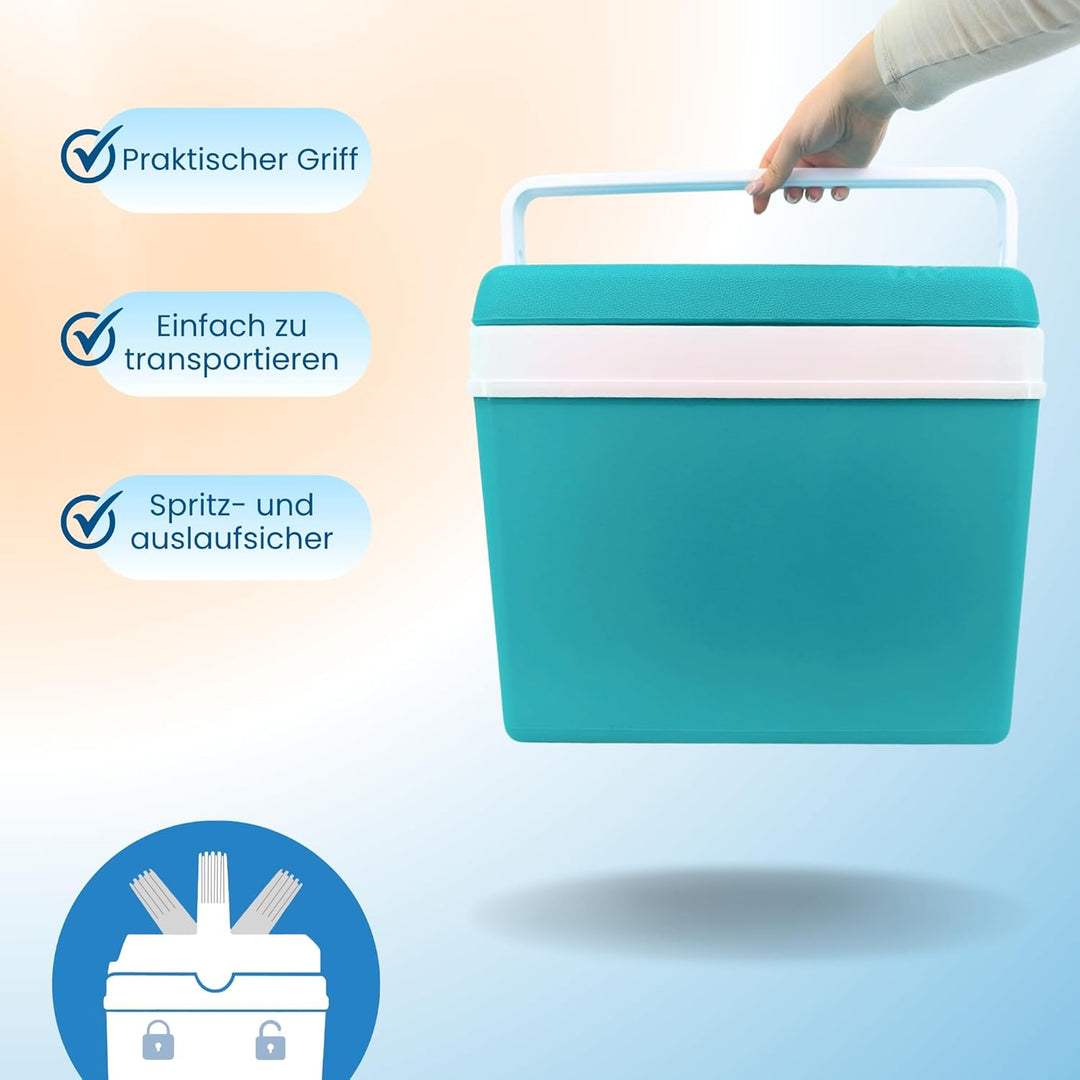 Kühlbox Passiv 35L – Tragbare Isolierbox ohne Strom, Campingbox für Auto, Picknick & Strand – Kompak