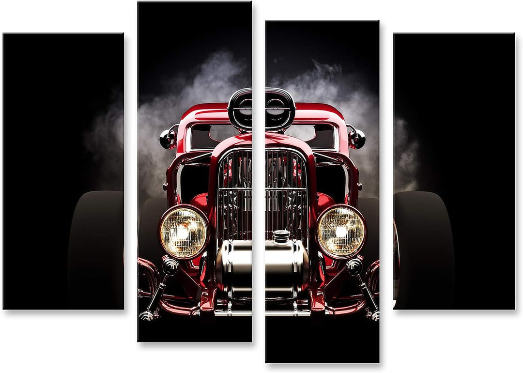 islandburner Bild auf Leinwand Hotrod Mit Rauch Hintergrund 3D Modell Bilder Wandbilder Poster Leinw