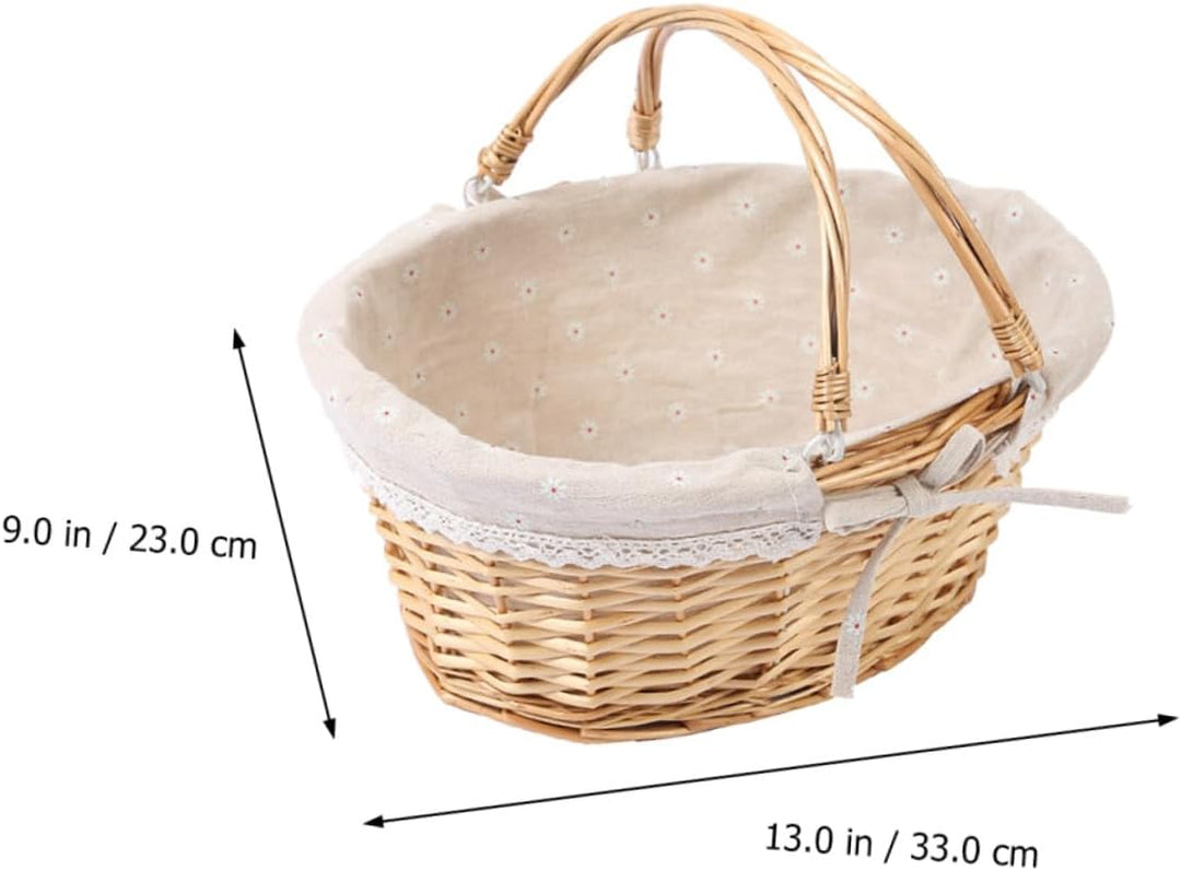 Toddmomy Weidenkorb mit Henkel, Geflochtener Picknickkorb aus Natur-Weide, Handgearbeiteter Einkaufs