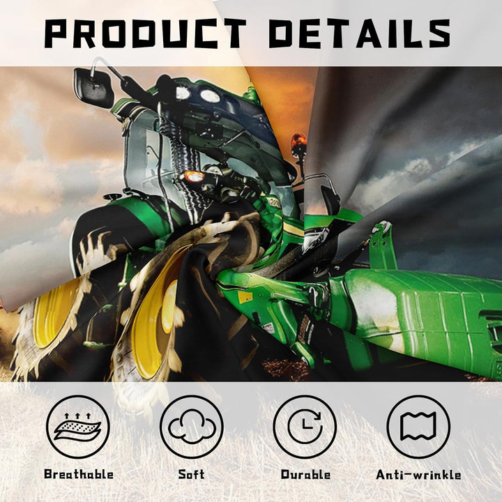 PQCXXA Traktor kinderbettwäsche 200x200cm,3-teilig Grün Traktor Bettwäsche-Set mit Reissverschluss u