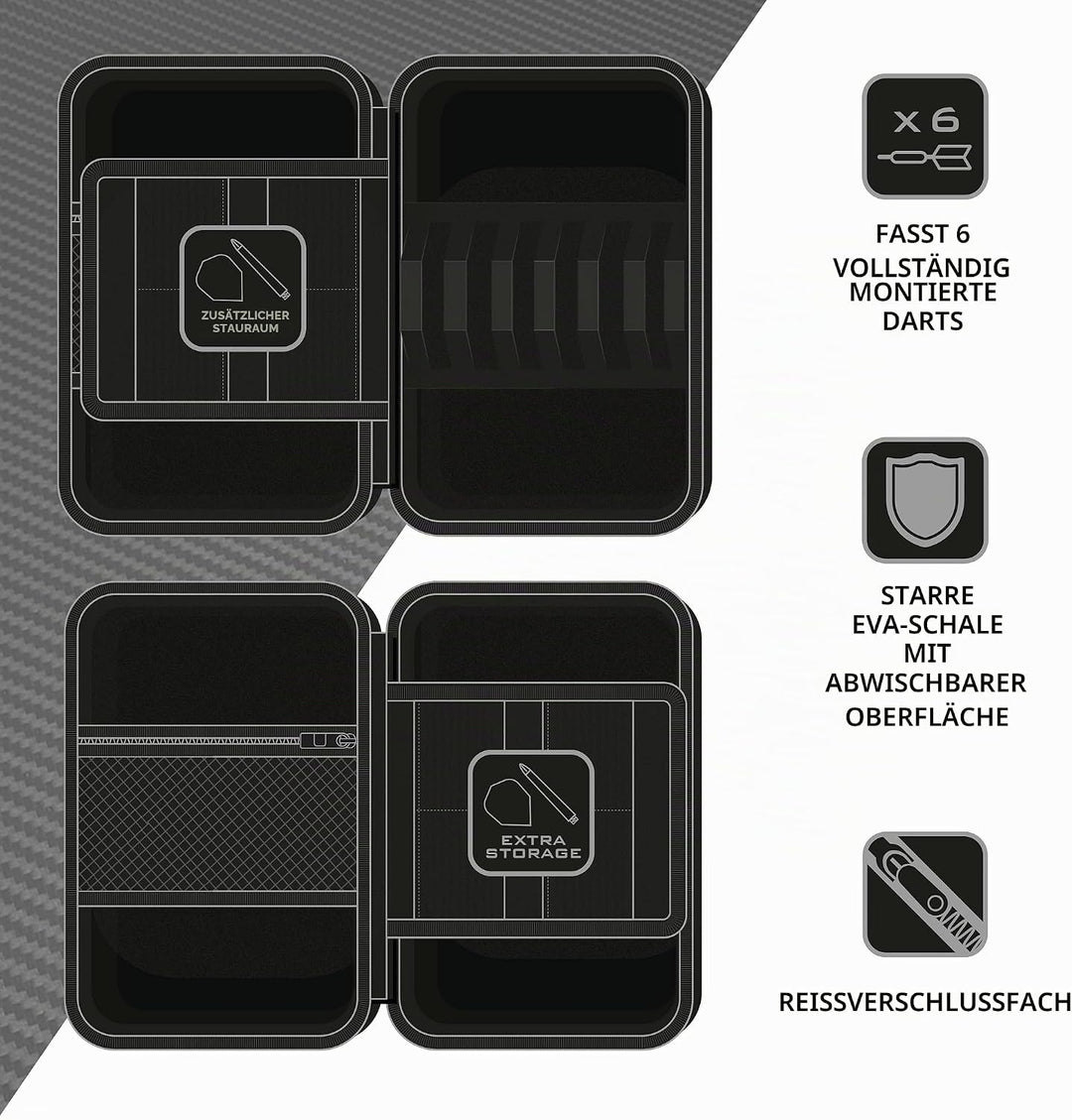 Harrows Darttasche Blaze Pro 6 | Dart Case Dartshalter I Darts Case fasst 6 Darts | für 6 Dartpfeile