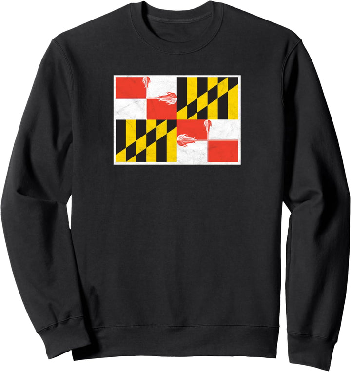 Maryland Lacrosse State Flag & Crossed Sticks Retro Graphic Sweatshirt