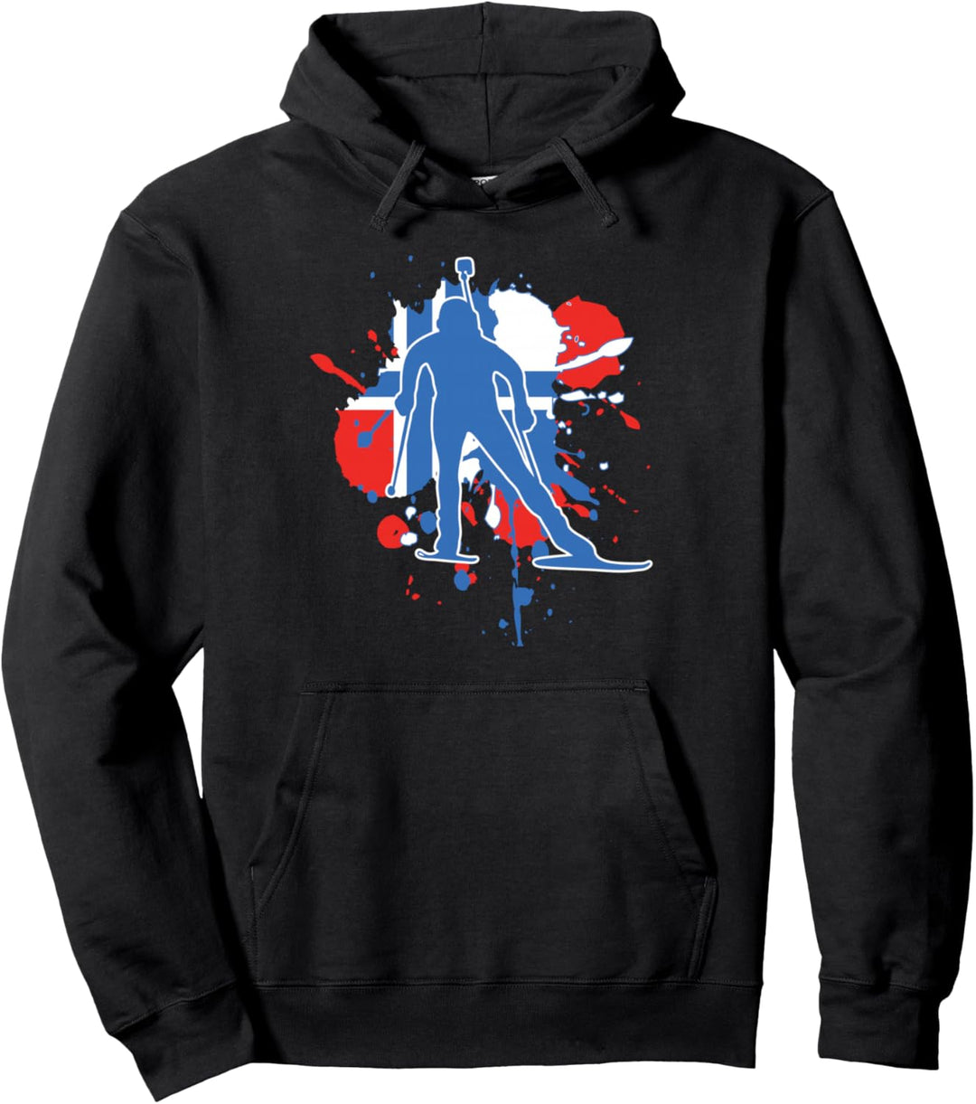 Norwegen-Flagge Biathlonist - Norwegischer Biathlon Pullover Hoodie