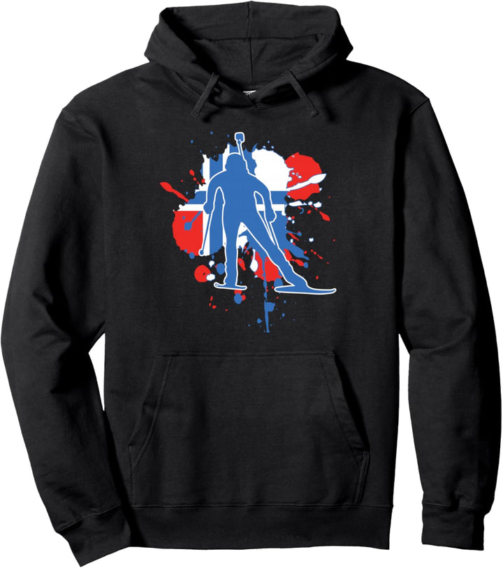 Norwegen-Flagge Biathlonist - Norwegischer Biathlon Pullover Hoodie