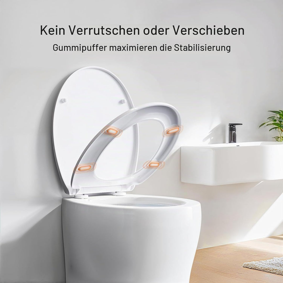 Pipishell Toilettendeckel, WC Sitz mit Absenkautomatik, Quick-Release Funktion für einfach Reinigung