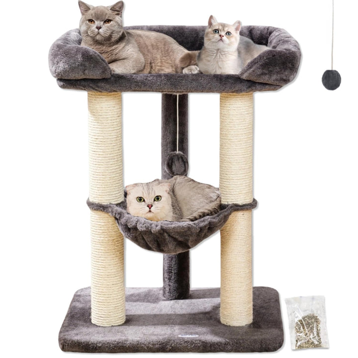 Happi N Pets 71 cm Kratzbaum für Katzen, Hoher Kratzstamm mit grossem Bett für grosse Katzen, Sisal-