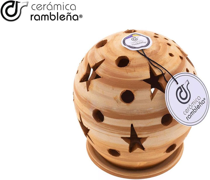 CERÁMICA RAMBLEÑA | Roter Steingut-Kerzenhalter Rentier | Laternen-Kerzenhalter | Dekorative Kerzenh